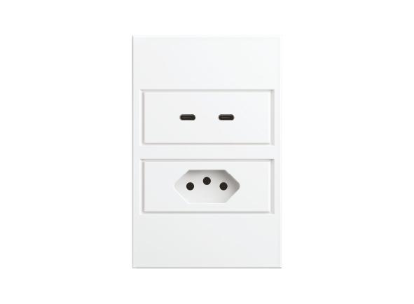 TOMADA 10A + TOMADA DUPLA USB-C S.TOUCH