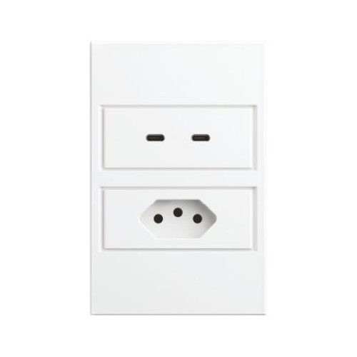 TOMADA 10A + TOMADA DUPLA USB-C S.TOUCH